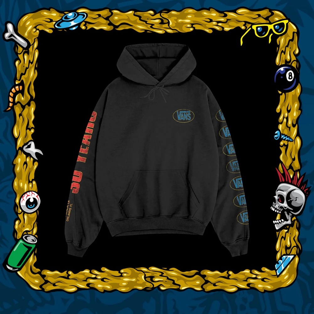 Vans Black Hoodie with Red and Blue Graphics